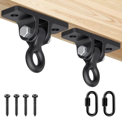 2 Swing Ceiling Hooks voor Hangmat en Hangstoel, 180° Draaibaar, Geschikt voor Houten en Betonnen Plafonds, Tot 408 kg Belastbaar