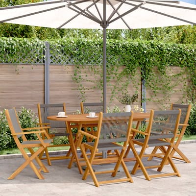 vidaXL - Klapstoelen - 6 - stuks - Grijs - Massief - Acaciahout