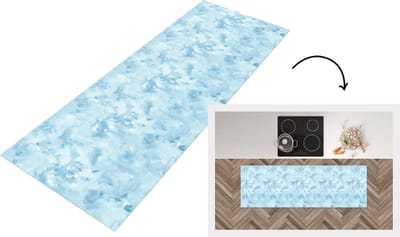 Keukenloper - Loper keuken - Waterverf - Blauw - Patroon - 150x50 cm - Keukenloper vinyl