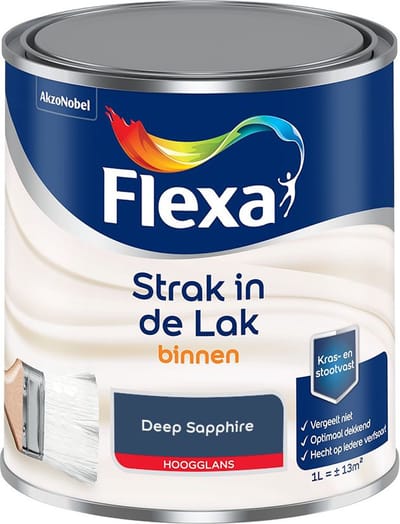 Flexa - Strak In De Lak Binnenlak Hoogglans - Deep Sapphire - Mengverf - 1 L