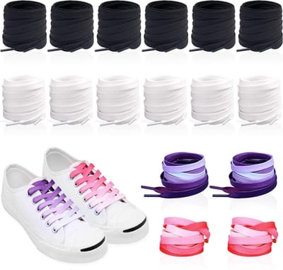 Sneaker Veters in 4 Kleuren, Zwarte en Witte Veters met Gradient Kleur, Ideaal voor Casual Schoenen en Sneakers