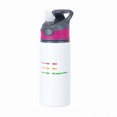 Hacebo® - shhh, bijna, nu mag je praten waterfles met rietje roze - Quotes - mensen die houden van quotes - grappige tekst - quotes - verjaardag - cadeau - kado - geschenk - water fles - 650ML