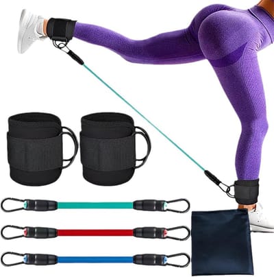 Thijox - Enkelweerstandsbanden met Manchetten voor Zittraining, Been- en Zitvlakoefeningen, Geschikt voor Dames en Heren, Ideaal voor Fitness en Thuis