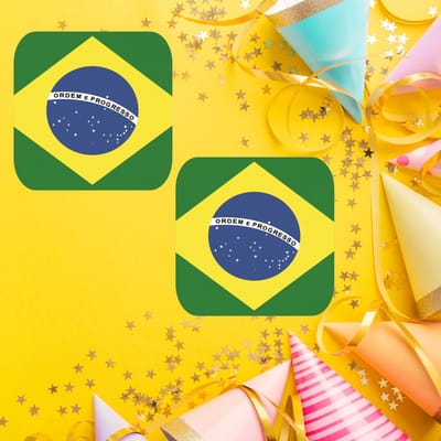 Bierviltjes Braziliaanse vlag vierkant 15 st - onderzetter viltjes