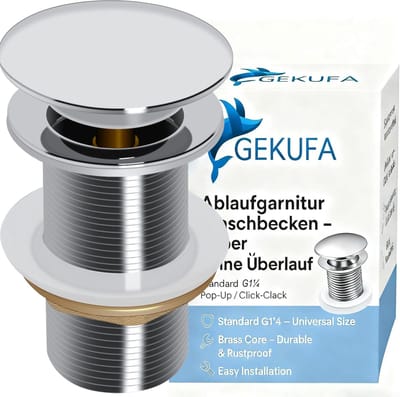Afvoergarnituur Wastafel - Pop-up Ventiel - Lekkage Vrij - Zonder Overloop - G1-1/4 Inch - Zilver