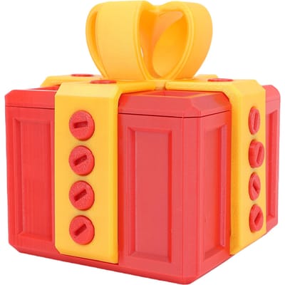 Boîte Cadeau Ennuyeuse avec Vis Blague Boîte à Vis Drôle Boîte Cadeau Imprimée en 3D pour Noël Anniversaire Vacances 3,9 X 3,9 pouces Rouge yellow