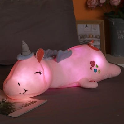 60CM Gloeiend Lichtgevend Eenhoorn Pluche Baby Knuffels Verlichting Knuffel Schattig Reusachtig Cartoon Speelgoed Kerstcadeaus voor Kinderen roze