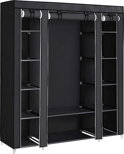 Lowander garderobekast Bari 175x150x45 cm – Opvouwbare opbergkast – Zwart