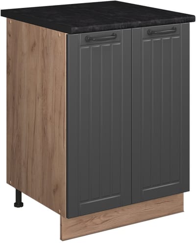 Vicco Wastafelkast Fame-Line, Donkergrijs/Goudkleurig Eiken, 60 cm