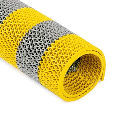 Rubbermagazijn - Antislipmat voor kleedruimtes en zwembaden - 500x120cm - Badmat - grijs/geel - werkplaatsmat - mat voor natte ruimtes