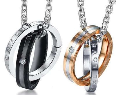 Eternal Love Ringen Ketting Set voor Hem en Haar - Valentijn Cadeautje voor Stellen - Romantische Sieraden Set - Papa Cadeau Voor Mannen - Vaderdag