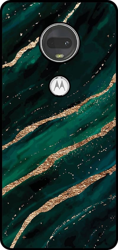 Smartphonica Telefoonhoesje Geschikt voor Motorola Moto G7 met marmer opdruk - TPU backcover case marble design - Groen Goud geschikt voor Motorola Moto G7