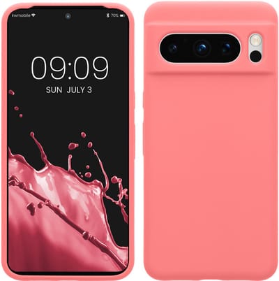 kwmobile telefoonhoesje geschikt voor Google Pixel 8 Pro - Hoesje met siliconen coating - Smartphone case in Pastelkleurig koraal