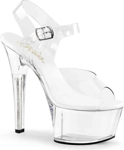 Pleaser - ASPIRE-608 Sandaal met enkelband, Paaldans schoenen - Paaldans schoenen - 35 Shoes - Transparant