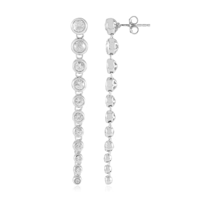 Cavill - Zilveren Oorbellen 925 Sterling Zilver met Platina Coating - Cambodjaanse Zirkonia 3,338 ct - Lange Elegante Oorbellen met Bezelzetting 55 mm