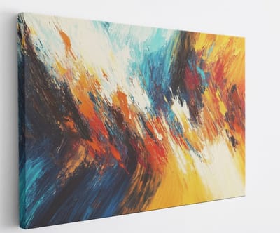 Saammp Canvas Schilderij -Kleurrijke groffe strepen - Abstract kunstwerk - 45x30 - Foto op canvas - Wanddecoratie - Muurdecoratie Woonkamer - Slaapkamer decoratie - Canvas Print