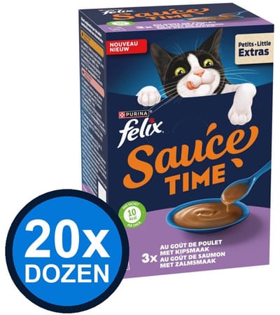 20x Felix - Sauce Time Kip & Zalm - Kattenvoer Natvoer - 240 g