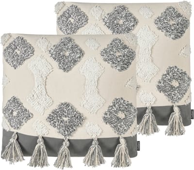 ALOCASIA - Sierkussen set van 2 - Grijs - 45 x 45 cm - Katoen