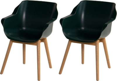 Hartman Sophie armchair tuinstoel met armleuning - Donkergroen - set van 2 - teak onderstel
