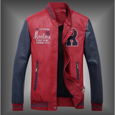Honkbalshirt, modieus borduurwerk, gewassen PU heren nieuwe leren jas XXXXL brown
