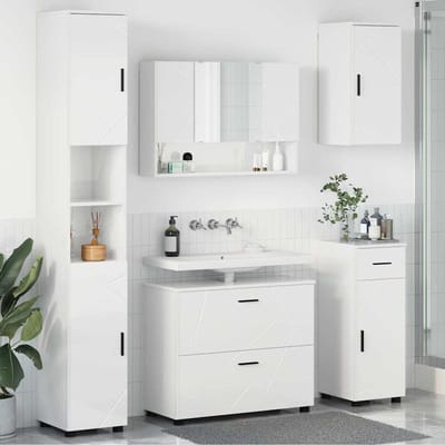 vidaXL - Badkamermeubel - Set - 5 - st - Hoogglans - wit - 35 - x - 30 - x - 192 - cm