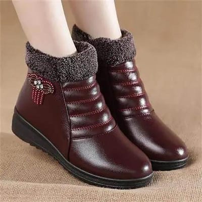 Pluche Fleece Laarzen Winter Warme Korte Katoenen Laarzen Waterdicht Antislip Platform Moeder Schoenen 36 gray