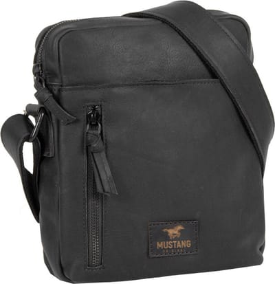 MUSTANG Leren Schoudertas San Marino Crossover Bag Black Zwart