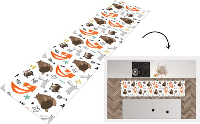 Keukenloper - Loper keuken - Dieren - Bos - Patroon - 200x50 cm - Keukenloper vinyl