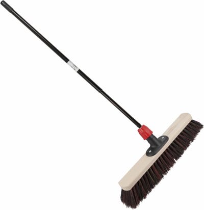 Houten straatbezem/buitenbezem Arenga 40 cm met metalen telescoopsteel zwart 80 - 130 cm - Harde buitenbezems