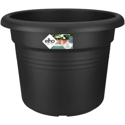 Elho Green Basics Cilinder 45 - Bloempot voor Buiten - Ø 43.8 x H 33.8 cm - Living black
