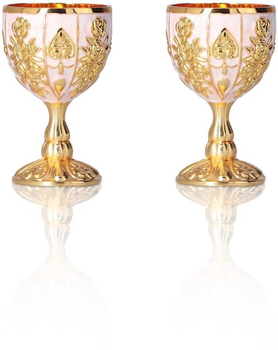 Dailygoods - Vintage Gouden Wijnglazen Set van 2 - Retro Drinkbekers