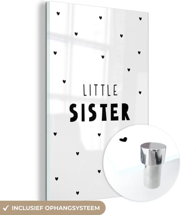 MuchoWow® Glasschilderij 120x180 cm - Schilderij acrylglas - Meisjes - Zusje - Little sister - Spreuken - Quotes - Foto op glas - Schilderijen
