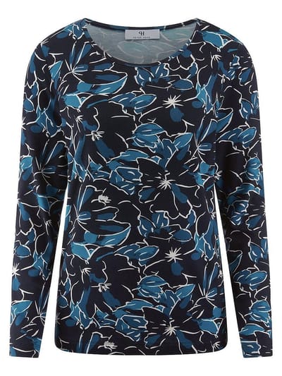 Shirt ronde hals Van Peter Hahn blauw