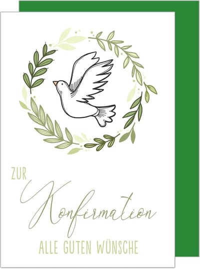 Premium Wenskaarten voor Bevestiging met Envelop - Duif en Groene Takken