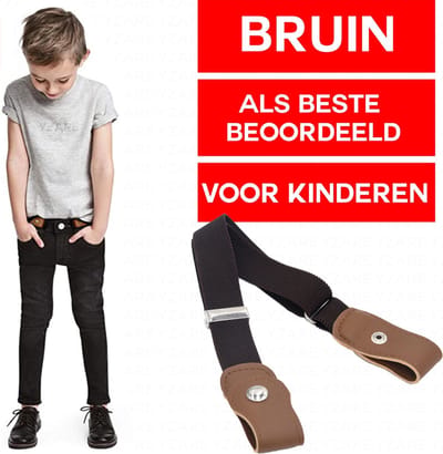 Jumada's - Bruine Gespvrije Riem voor Kinderen - Zonder Gesp - Elastische Broekriem - Stretch - Kids