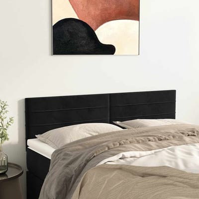 vidaXL - Hoofdborden - 144x5x78/88 - cm - fluweel - zwart