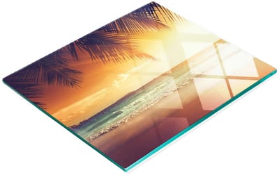 Glazen snijplank met tropische strandafbeelding, 60x52 cm