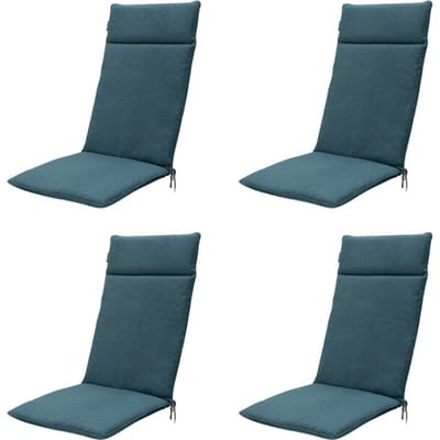 Madison - Tuinstoelkussen Hoge Rug Sea blue canvas eco+ - Ca. 120x50 cm - Set van 4