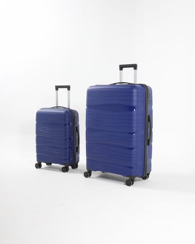 Madrid - Lichtgewicht Reiskofferset - handbagage trolley + compacte reiskoffer - 20+24 inch - 39+65L - Met ingebouwd TSA-slot - Blauw