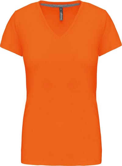 Kariban Dames T-shirt V-hals Korte Mouwen K381 - orange - 3XL