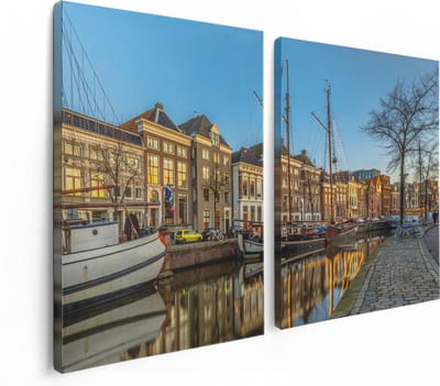 Artaza Canvas Schilderij Tweeluik Groningen Hoge der A Haven - 120x80 - Foto Op Canvas - Canvas Print