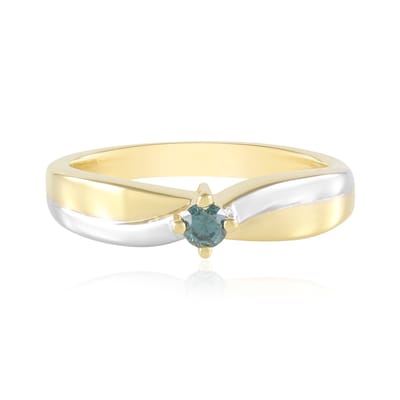 Cavill - Zilveren ring - 925 Sterling Zilver verguld - I2 Blauwe Diamant 0,09 ct, ronde briljant - Luxe damesring modern blauw sieraad