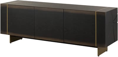 MASSIVMOEBEL24.DE eik lage kast donkerbruin 180x50x65 cm (BxTxH) gelakt deels gemonteerd BEAMS deels massief #55
