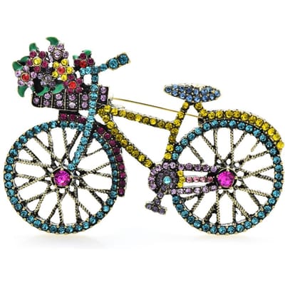 Wuli&baby Shining Fietsbroches Voor Vrouwen Unisex 2-kleuren Mooie Nemen Bloemen Fiets Broche Pins Geschenken black
