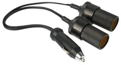 Sigarettenaanstekerplug splitter met 2 12-24V poorten / zwart - 0,20 meter