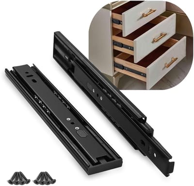 Dailygoods- Ladegeleiders volledig uittrekbaar - Zware ladegeleiders - Draagvermogen 35 kg/paar - Telescopische railsysteem - Zelfsluitend - 3-voudige schuifrails 400 mm - Ladegeleider