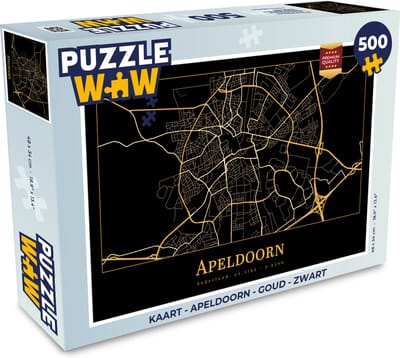 Puzzel Kaart - Apeldoorn - Goud - Zwart - Legpuzzel - Puzzel 500 stukjes