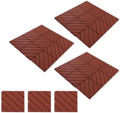 Kunststof Terrastegels - Buitenvloeren Stevige Verbinding - Buiten Leven Creëren - Hol Afvoer Ontwerp - 30 Stuks - Bruin