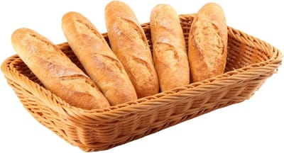 Handgeweven Rieten Opbergmand voor Sandwiches en Fruit - Rectangulaire Organiser voor Huishoudens en Restaurants - Bruin (30 x 20 x 7 cm)