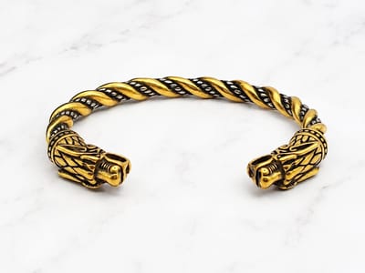 Mei's - Viking Oath Ring - armband heren - draak - RVS zilver/goud - polsmaat 17-21 cm